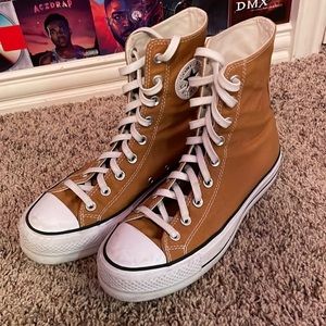 Converse yellow very high top platforms